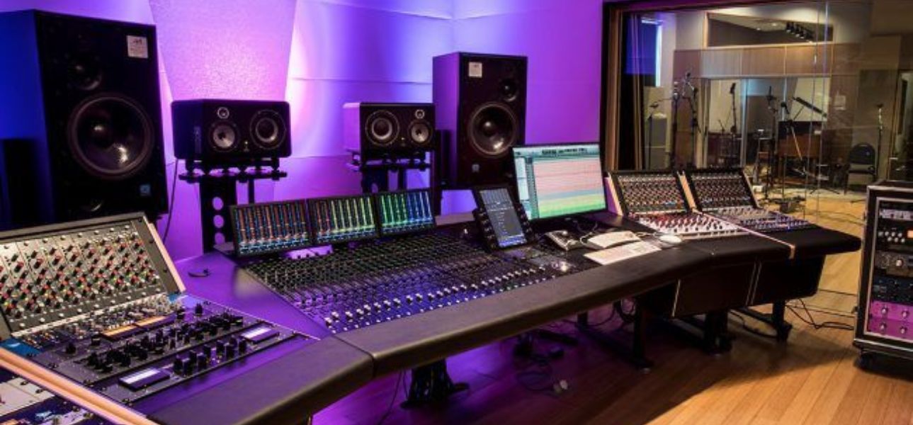 Live room at Vudio set up for recording sessions